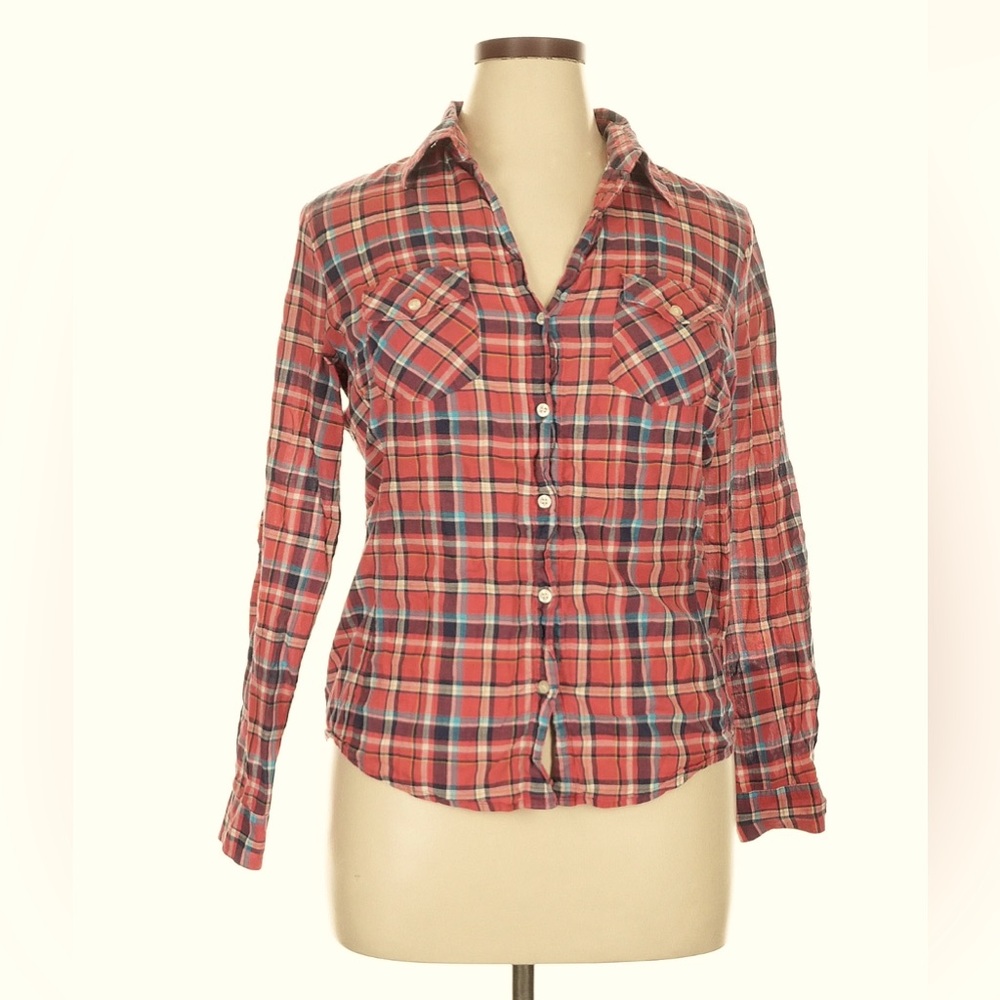 Plaid Button-Up Shirt - Red